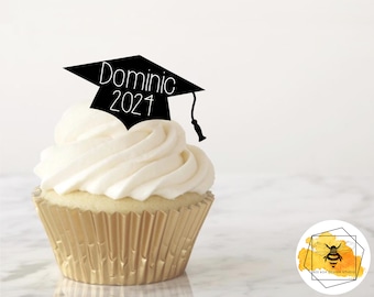Edible Customizable Graduation Cap Cupcake Toppers, Extra Thick Wafer Paper