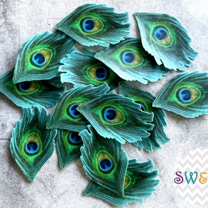 Edible Wafer Paper Peacock Feathers