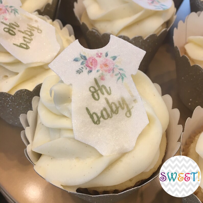 Edible Floral Onesie Baby Shower Cupcake Cookie Oreo Drink Etsy Edible Floral Onesie Baby Shower Cupcake Cookie Oreo Drink Etsy
