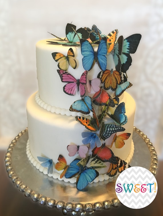 30 Edible Butterflies, 3D Wafer Paper Toppers for Cakes, Cupcakes, Cookies  or Drinks