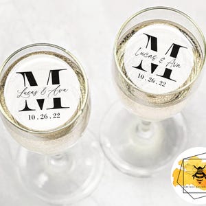 Edible Modern Monogram with Names Drink Toppers