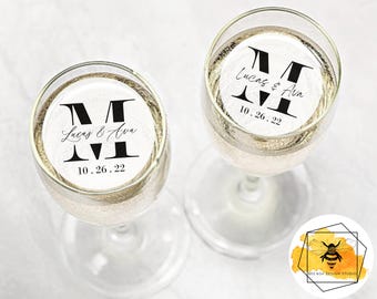 Edible Modern Monogram with Names Drink Toppers
