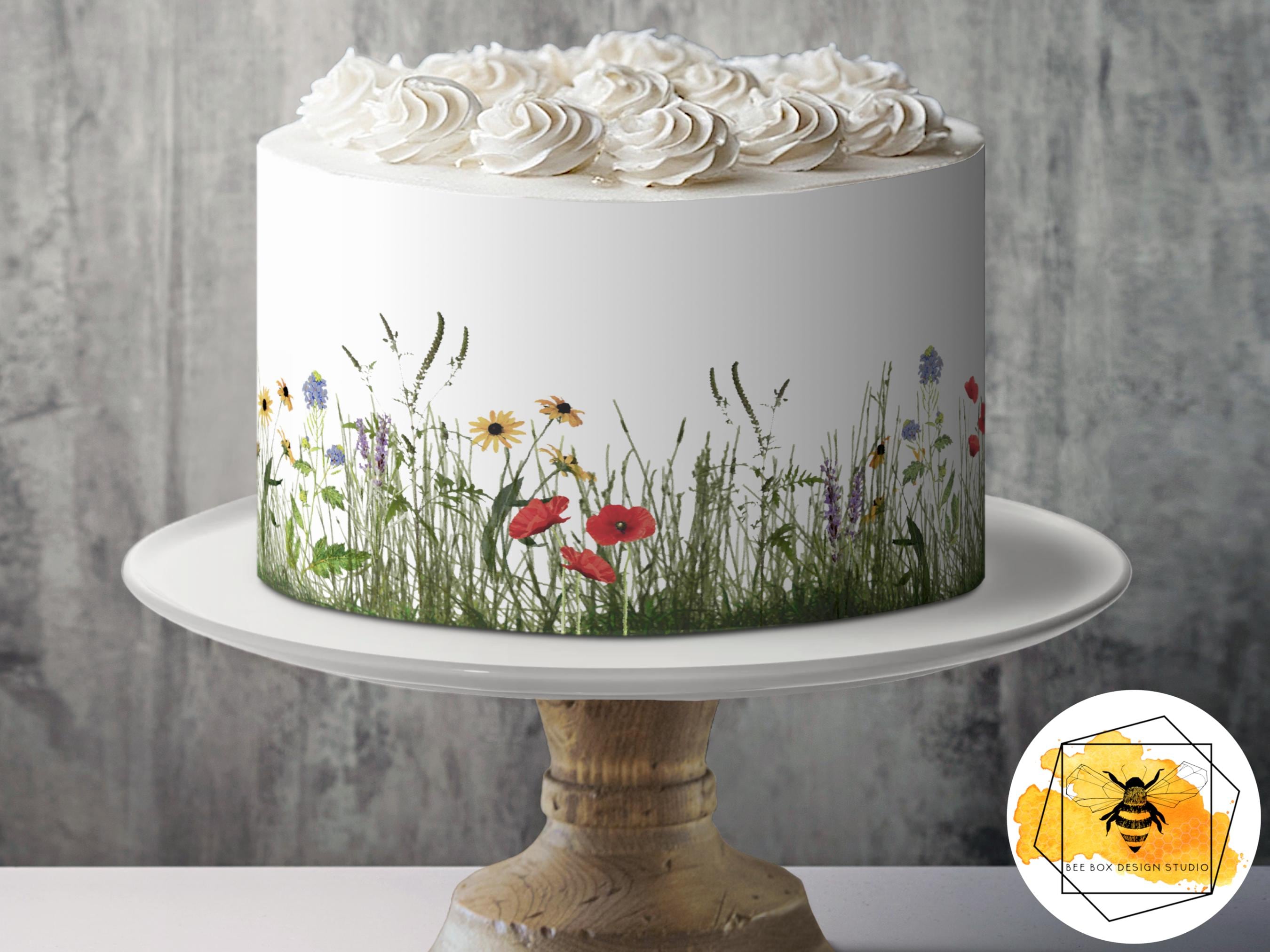 Wildflower Watercolor Edible Pattern Sheet Wafer Paper or Frosting 