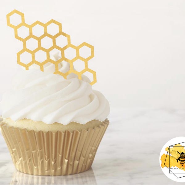 Edible Paper Honeycomb Cupcake Toppers, Extra Thick Wafer Paper