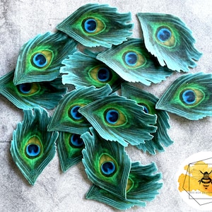 Edible Wafer Paper Peacock Feathers