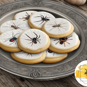 Edible Spider Halloween Cookie Cupcake Cake Oreo Toppers, Wafer Paper or Frosting Sheet