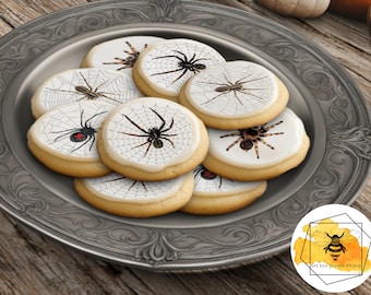 Edible Spider Halloween Cookie Cupcake Cake Oreo Toppers, Wafer Paper or Frosting Sheet
