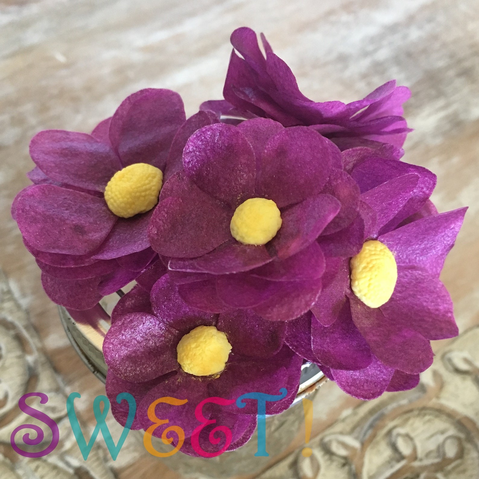 Edible Flowers Wafer Paper Flowers for Cakes / Set of 3 Etsy