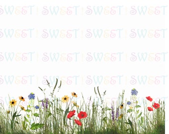 Edible Pattern Sheet, Wildflower Watercolor  - Wafer Paper or Frosting Sheet