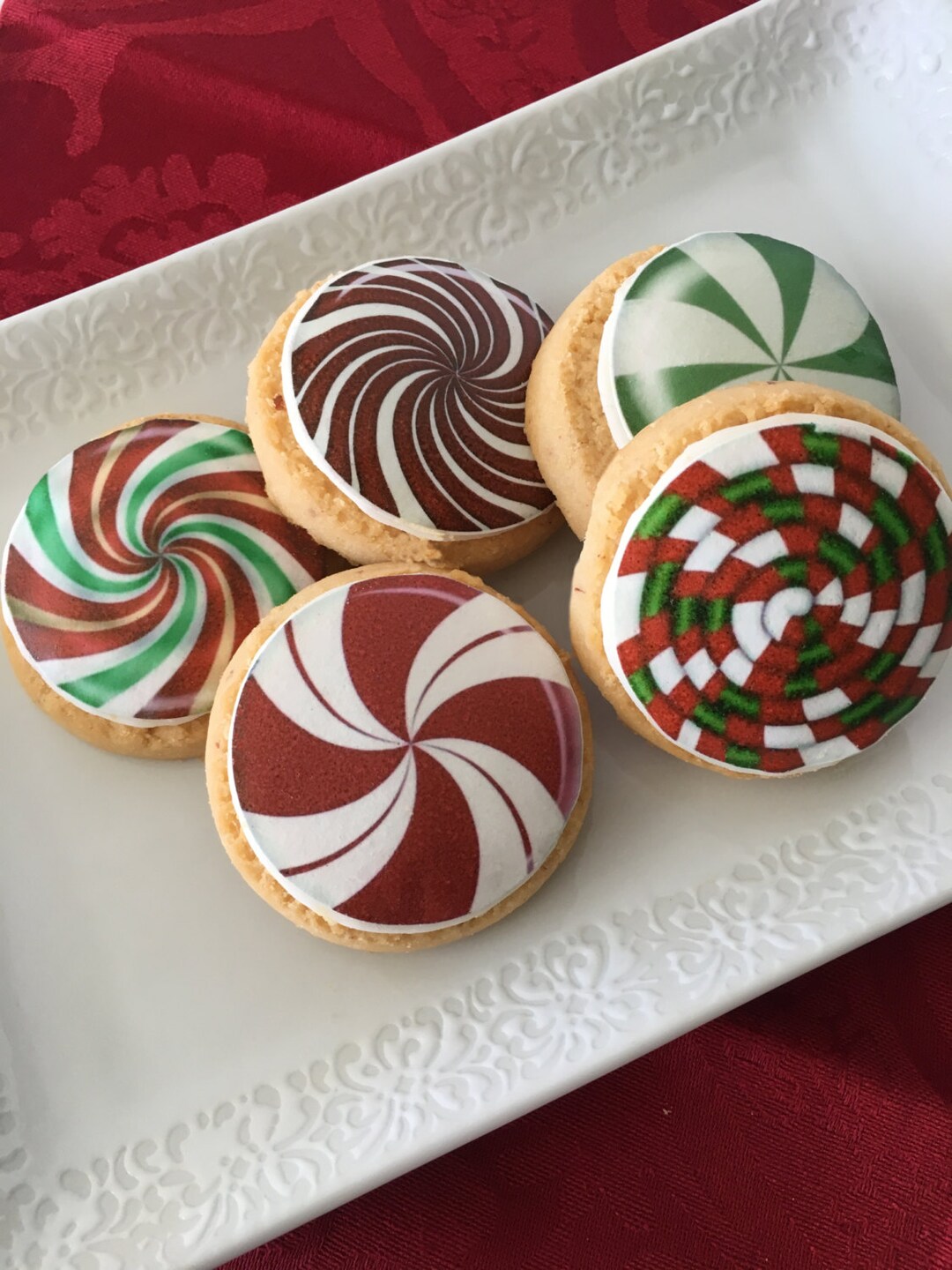 Edible Christmas Candy Cookie Cupcake Cake Oreo Toppers, Wafer Paper or