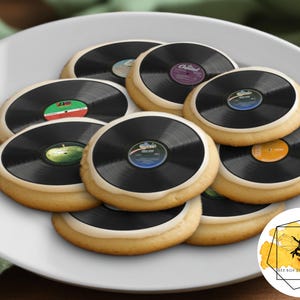 Essbare Schallplatte Cookie Cupcake Toppers, Oblaten Papier oder Frosting Sheet