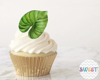 Edible Tropical Leaves Cupcake Toppers