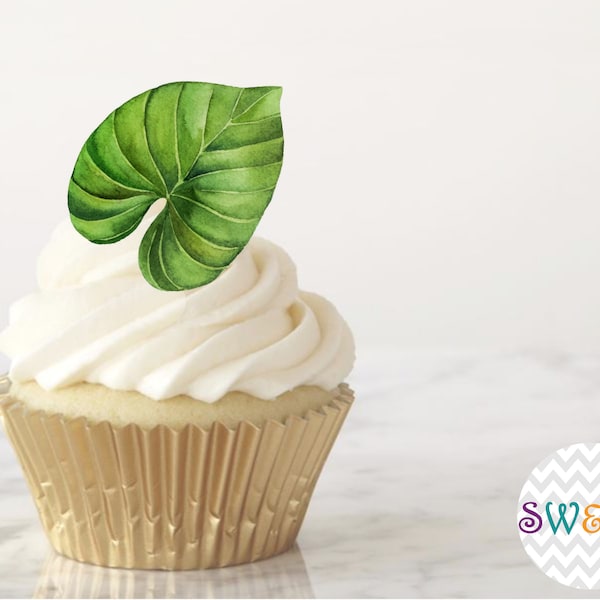 Edible Tropical Leaves Cupcake Toppers