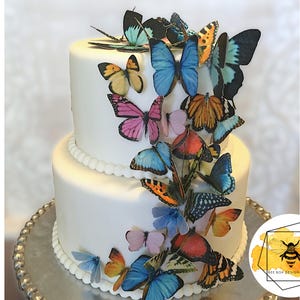 30 Edible Butterflies, 3D Wafer Paper Toppers for Cakes, Cupcakes, Cookies or Drinks