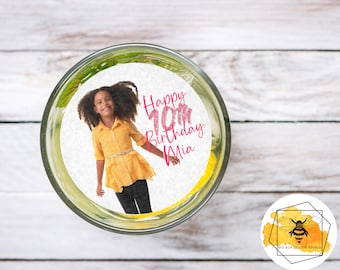 Edible Custom Milestone Birthday Photo Drink Toppers