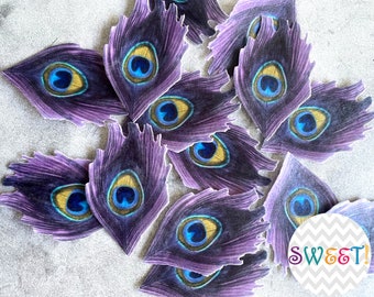 Edible Wafer Paper Peacock Feathers