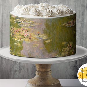 Monet Water Lilies Edible Masterpiece Painting Pattern Sheet Wafer Paper or Frosting Sheet