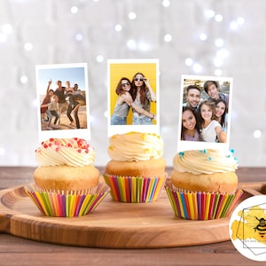 Edible Mini Polaroid Style Photo Cupcake Toppers