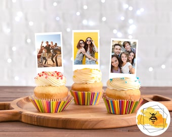 Edible Mini Polaroid Style Photo Cupcake Toppers