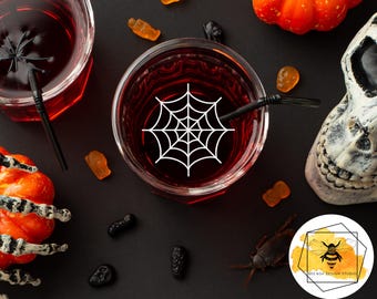 Edible Halloween Spiderweb Ghost Skull Drink Toppers, Extra Thick Wafer Paper
