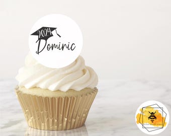 Edible Personalized Graduation Topper for Cakes, Cupcakes, Cookies or Oreos