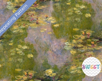Edible Pattern Sheet, Monet Water Lilies Wafer Paper or Frosting Sheet