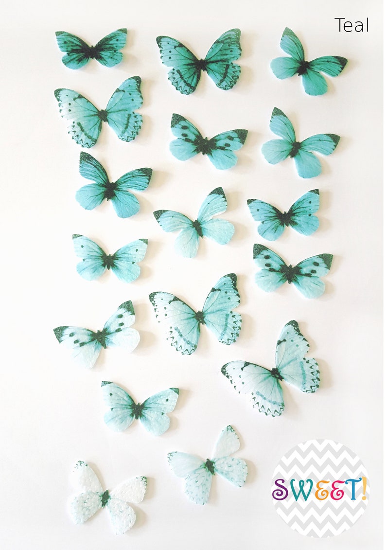 Edible Butterflies, Ombre 3D Double-Sided Wafer Paper Toppers for Cakes, Cupcakes or Cookies image 2