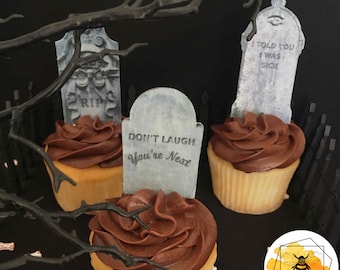 Edible Gravestone Cupcake Toppers
