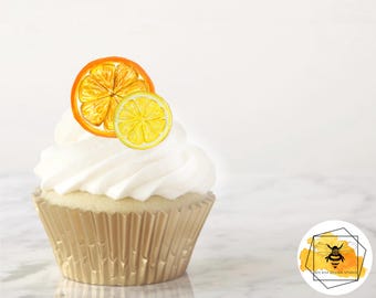 Edible Citrus Cupcake Toppers Lemon Positano Collection, Extra Thick Wafer Paper