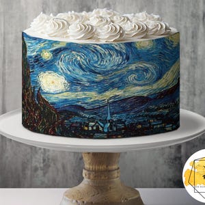 Van Gogh Starry Night Edible Masterpiece Painting Pattern Sheet Wafer Paper or Frosting Sheet