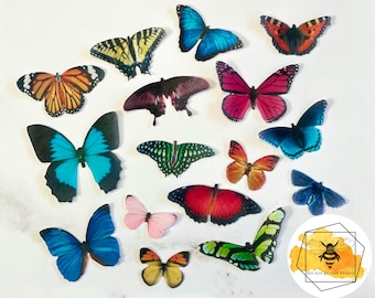 30 Edible Butterflies Double Sided 3D Wafer Paper Toppers for Cakes Cupcakes or Cookies