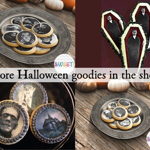 Edible Classic Frankenstein Halloween Cupcake Cookie Oreo Drink Toppers, Wafer Paper or Frosting Sheet image 4