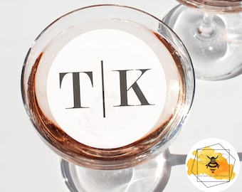 Edible Modern Initials Custom Drink Topper
