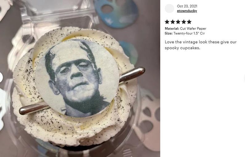 Edible Classic Frankenstein Halloween Cupcake Cookie Oreo Drink Toppers, Wafer Paper or Frosting Sheet image 5