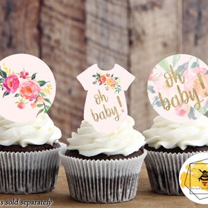Essbare Blumen Baby Shower Cupcake oder Cookie Toppers