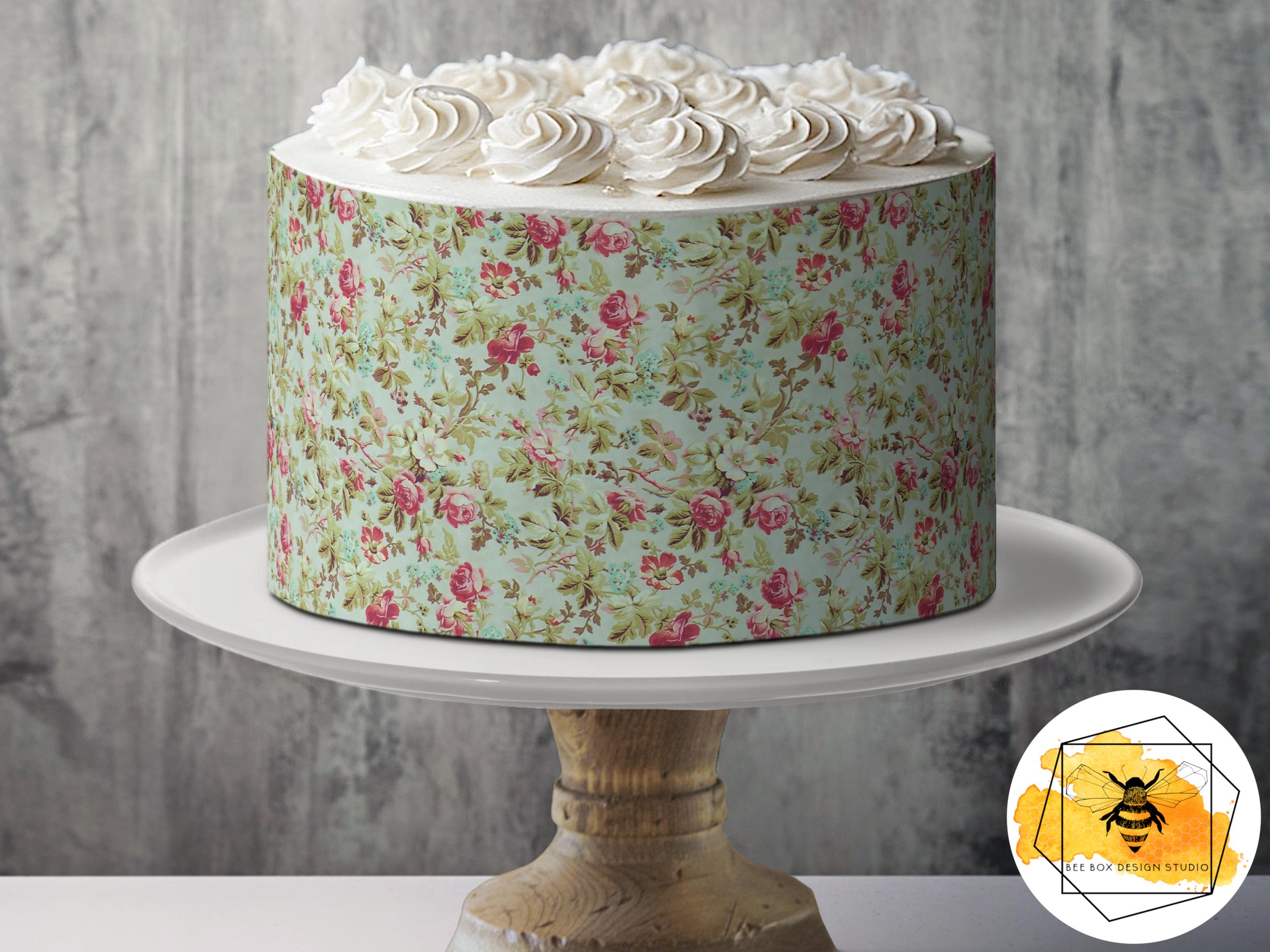 Vintage Calico Floral Edible Shabby Chic Pattern Sheet Wafer Paper or Frosting Sheet