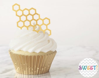 Extra Thick Edible Honeycomb Cupcake Toppers