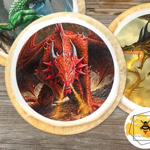 Edible Dragon Cookie Cupcake Oreo Toppers, Wafer Paper or Frosting Sheet