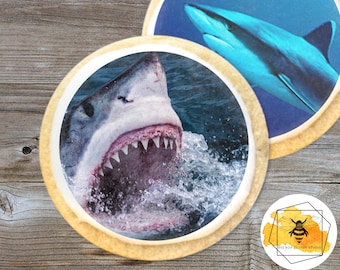 Edible Shark Cookie Cupcake Oreo Toppers, Wafer Paper or Frosting Sheet