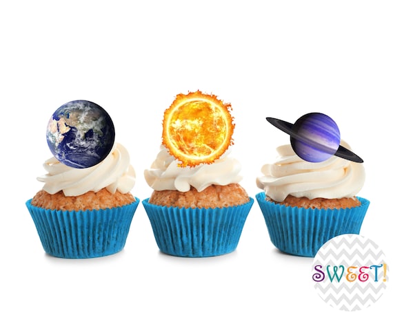 Adornos comestibles para cupcakes con planetas del sistema solar -   España