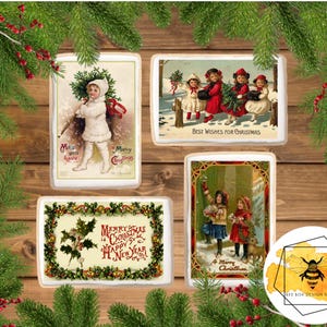 Essbare Vintage Weihnachtskarte Cookie Cake Toppers Oblaten Papier oder Zuckerguss