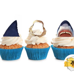 Edible Shark Cupcake Toppers, Extra Thick Wafer Paper