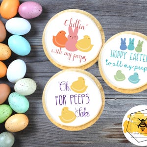 Edible Easter Peeps Cookie Cupcake Oreo Toppers, Wafer Paper or Frosting Sheet