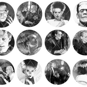 Edible Classic Frankenstein Halloween Cupcake Cookie Oreo Drink Toppers, Wafer Paper or Frosting Sheet image 2