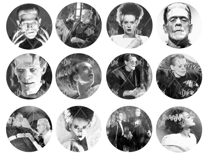 Edible Classic Frankenstein Halloween Cupcake Cookie Oreo Drink Toppers, Wafer Paper or Frosting Sheet image 2