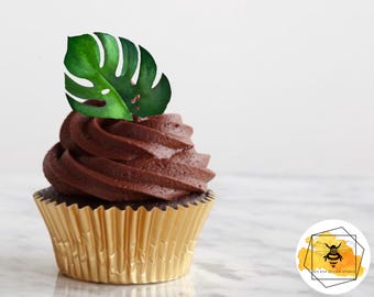 Edible Tropical Leaves Cupcake Toppers, Extra Thick Wafer Paper