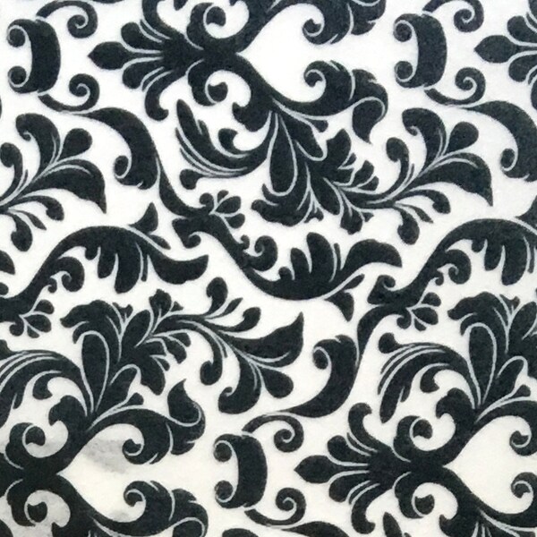 Edible Pattern Sheet, Black & White Damask Print Wafer Paper or Frosting Sheet