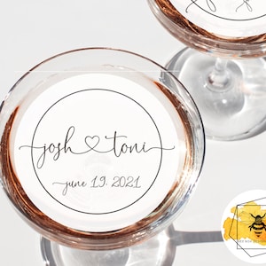Edible Engagement or Wedding Names and Heart Drink Toppers