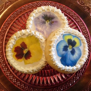 Edible Pansy Cake, Cupcake & Cookie Toppers Wafer Paper or Frosting Sheet image 2