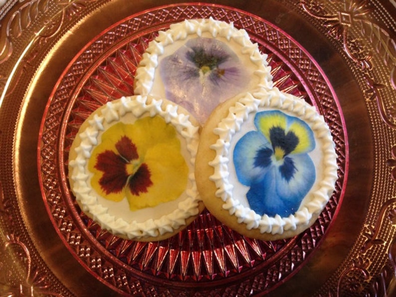 Edible Pansy Cake, Cupcake & Cookie Toppers Wafer Paper or Frosting Sheet image 2